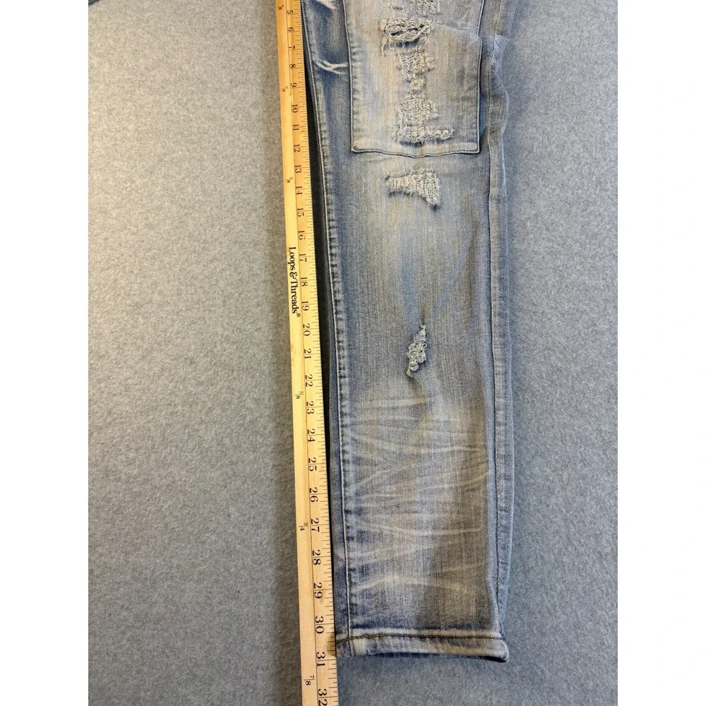 Valaba Mens Distressed Slim Fit Blue Jeans Light Wash Stretch Denim‎ 34x32